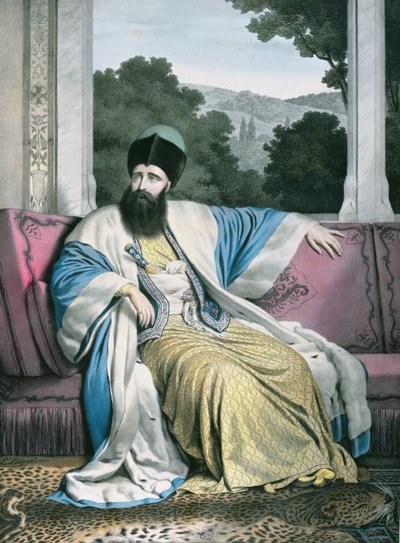 Michael Soutzo (Mihai Sutu), Prince of Moldavia 1819-21, engraved by Lemercier for 